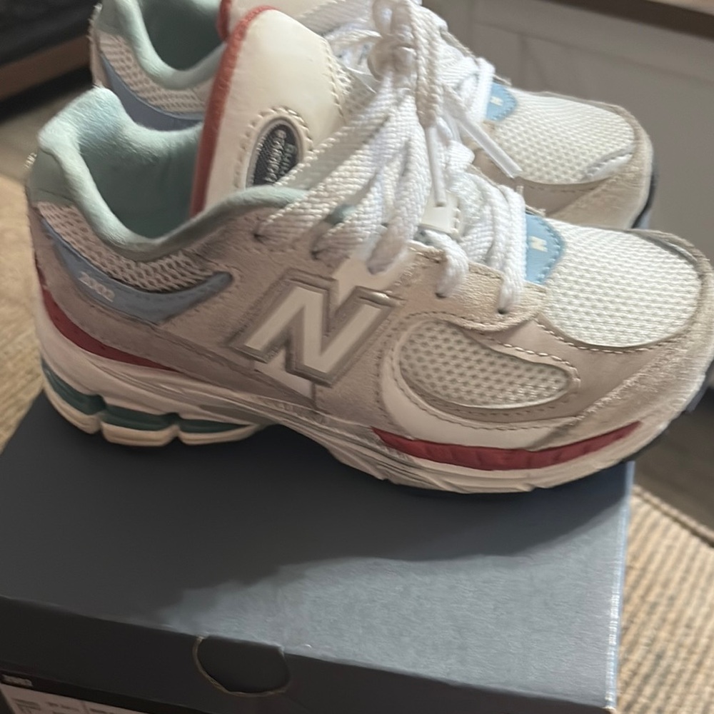 New Balance White and Red Sneakers